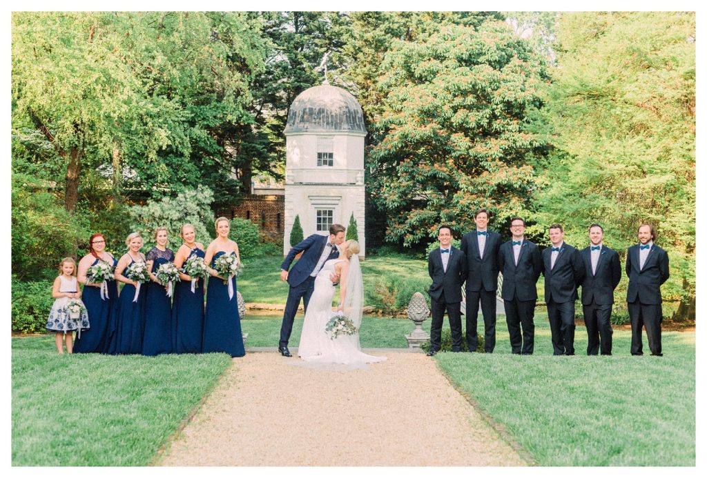 Bride and Groom and Wedding Party at William Paca House in Annapolis Maryland - Manda Weaver Film Wedding Photographer