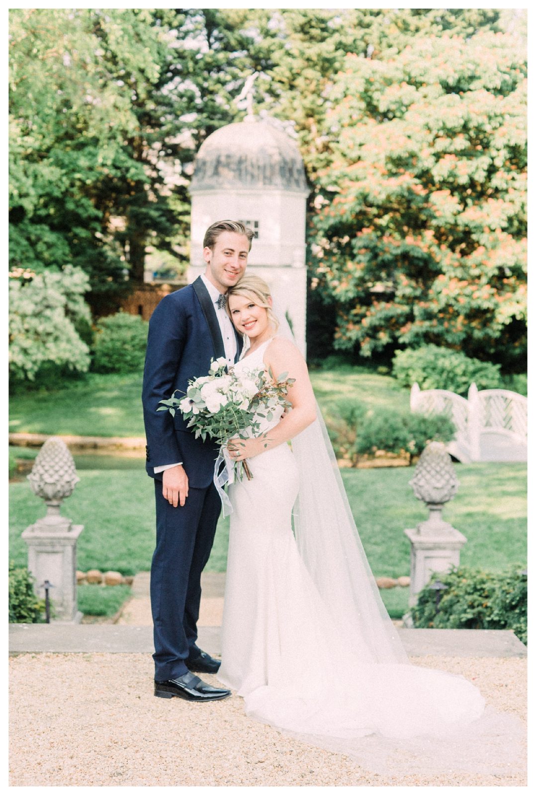 Bride and Groom at William Paca House in Annapolis Maryland - Manda Weaver Film Wedding Photographer