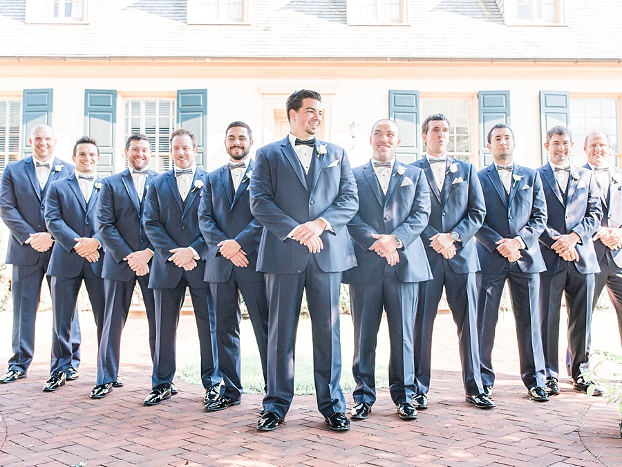 Groom & Groomsmen Portrait - Romantic Tuscan Inspired Wedding with Ethereal color palette of pale blush, seafoam, pale  grays, dusty blues, champagne and gold by Manda Weaver Photography at Belmont Manor, Elle Ellinghaus Designs, White Glove Rentals, and  My Flower Box