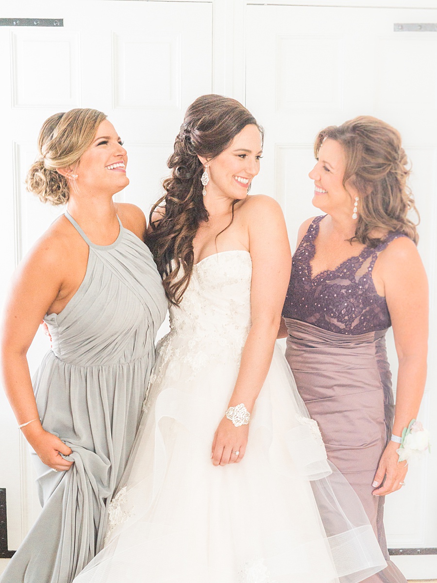Bride, Mother, and Sister Portrait - Romantic Tuscan Inspired Wedding with Ethereal color palette of pale blush, seafoam, pale  grays, dusty blues, champagne and gold by Manda Weaver Photography at Belmont Manor, Elle Ellinghaus Designs, White Glove Rentals, and  My Flower Box