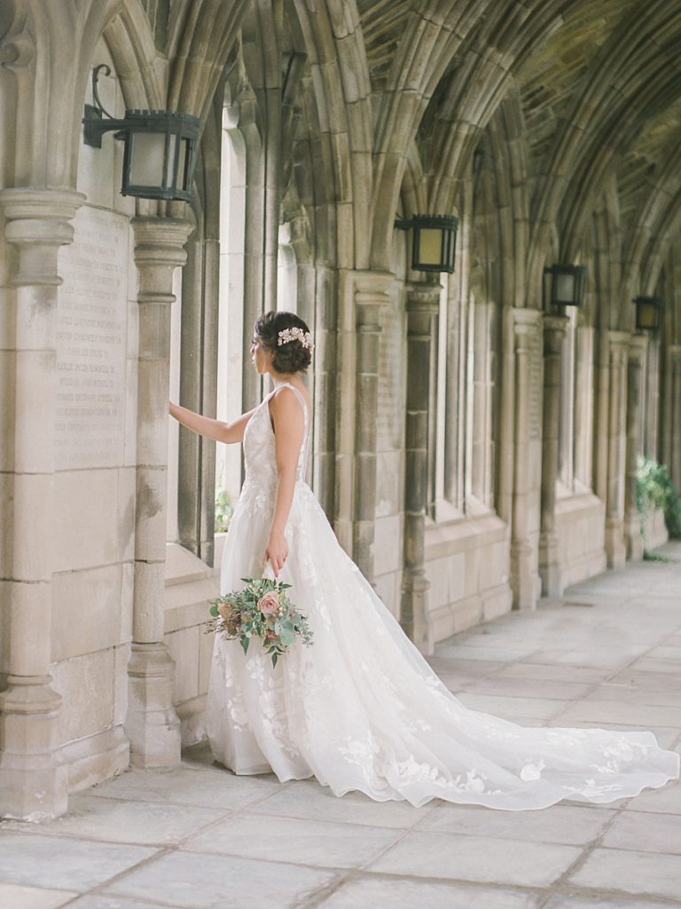 Bride in Jenny Yoo Wedding Gown at Cornell University in Ithaca New York. Photo by New York Wedding Photographer, Manda Weaver Photography