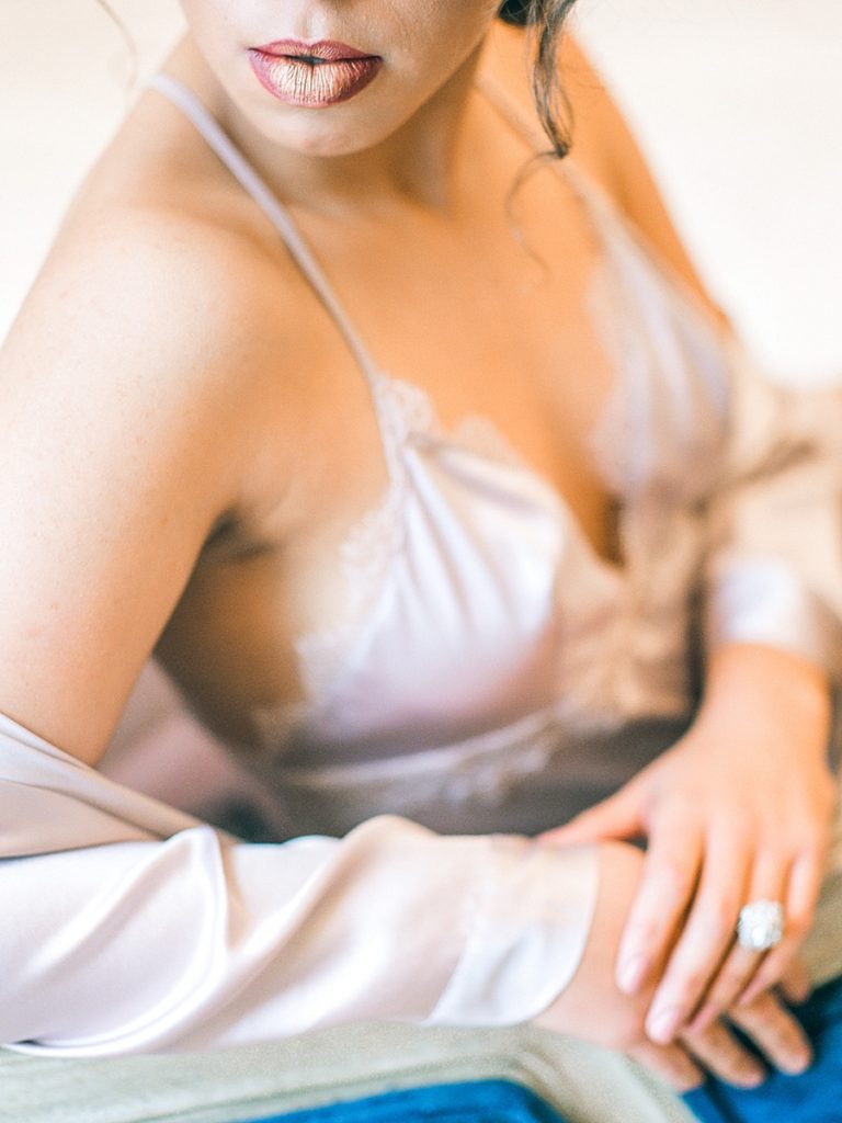 Bride in Robe at The Quinta Rosa Estate in Ithaca New York. Photo by New York Wedding Photographer, Manda Weaver Photography