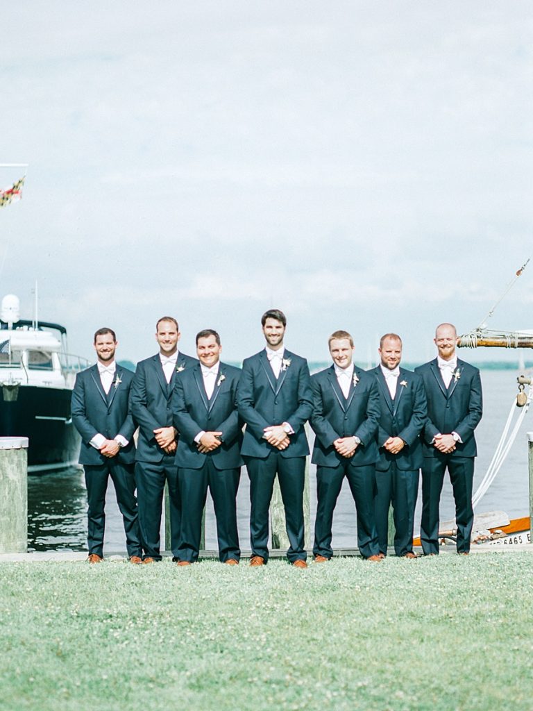 Groom and Groomsmen - Classic St Michaels Waterfront Maryland Wedding @ The Chesapeake Bay Maritime Museum Classic - Fine Art Film Photographer