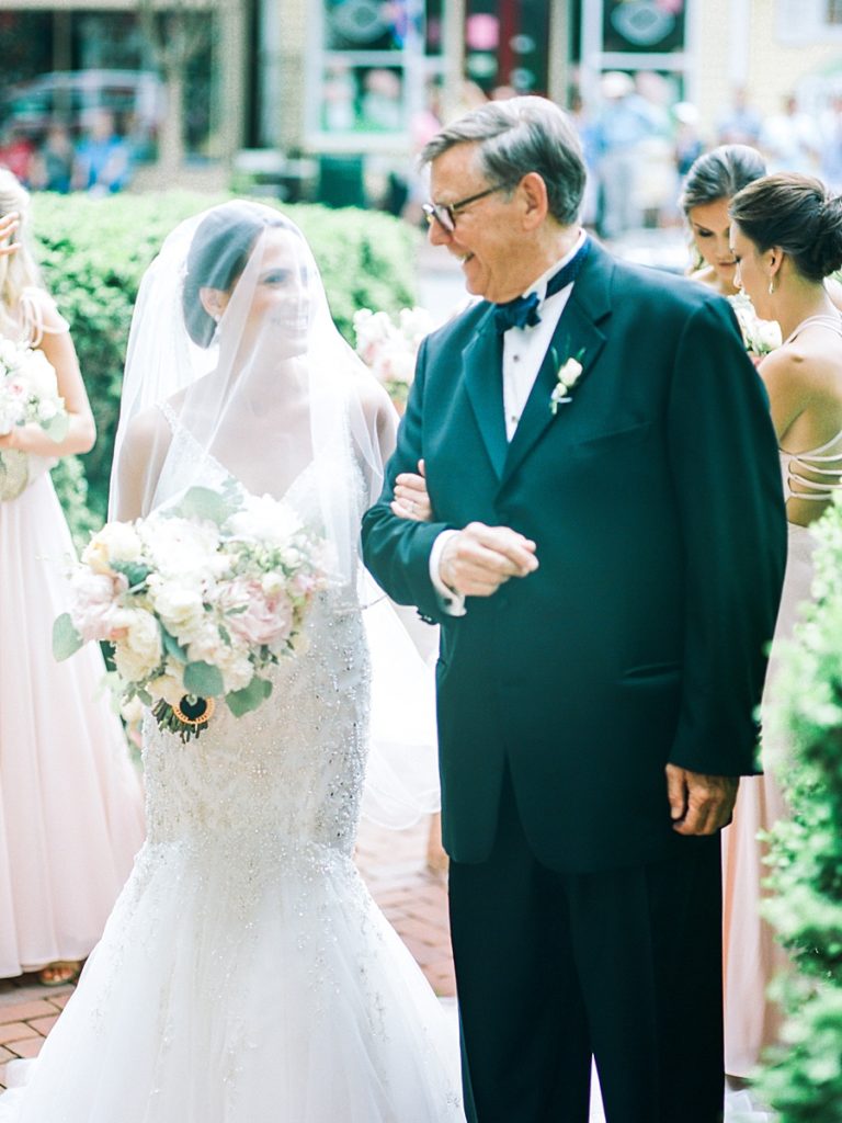 Bride and Father Moment Just before entering the Church - Classic St Michaels Waterfront Maryland Wedding @ The Chesapeake Bay Maritime Museum Classic - Fine Art Film Photographer